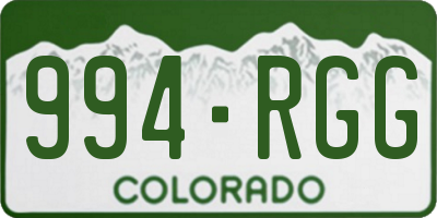 CO license plate 994RGG
