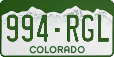 CO license plate 994RGL