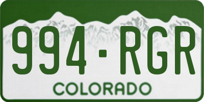 CO license plate 994RGR