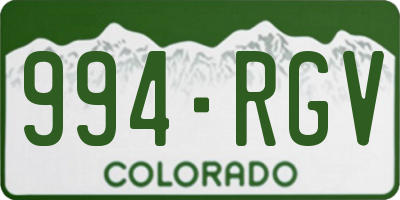 CO license plate 994RGV