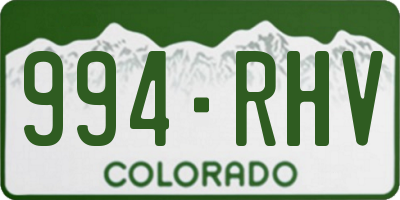 CO license plate 994RHV