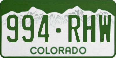 CO license plate 994RHW