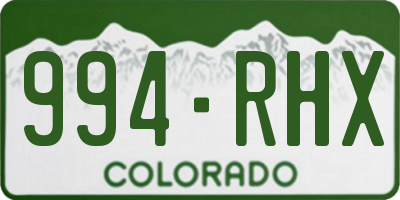 CO license plate 994RHX