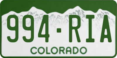 CO license plate 994RIA