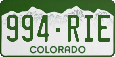 CO license plate 994RIE