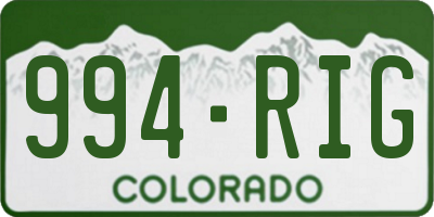 CO license plate 994RIG