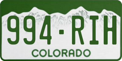 CO license plate 994RIH