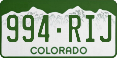 CO license plate 994RIJ