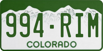 CO license plate 994RIM