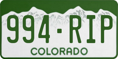 CO license plate 994RIP