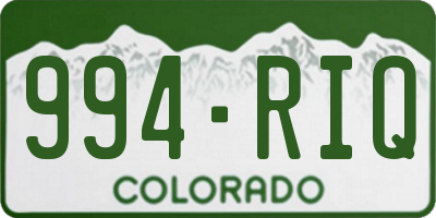 CO license plate 994RIQ
