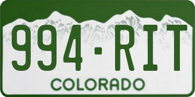 CO license plate 994RIT
