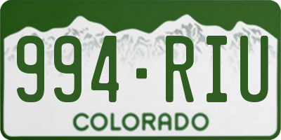 CO license plate 994RIU