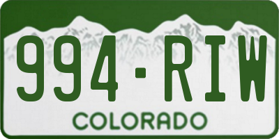 CO license plate 994RIW
