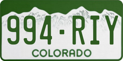 CO license plate 994RIY