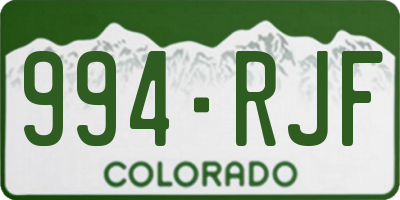 CO license plate 994RJF