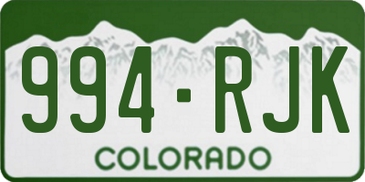 CO license plate 994RJK