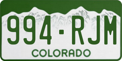 CO license plate 994RJM