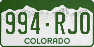 CO license plate 994RJO