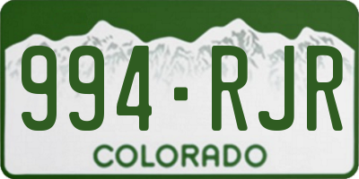 CO license plate 994RJR