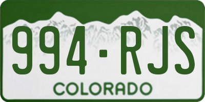 CO license plate 994RJS