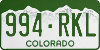 CO license plate 994RKL