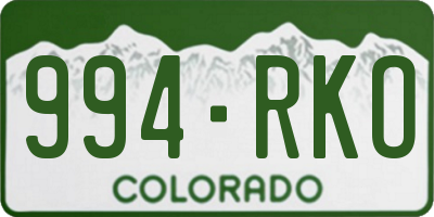 CO license plate 994RKO