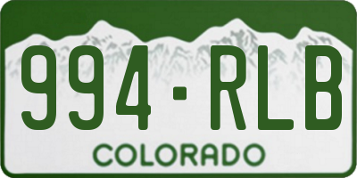 CO license plate 994RLB