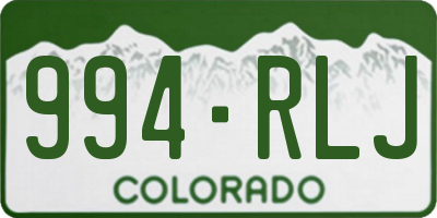 CO license plate 994RLJ