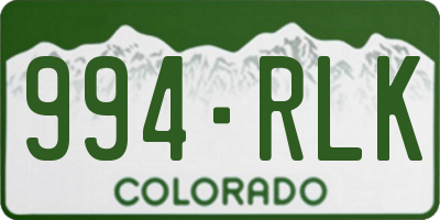CO license plate 994RLK