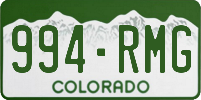 CO license plate 994RMG