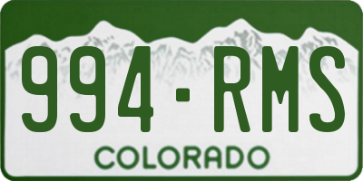 CO license plate 994RMS