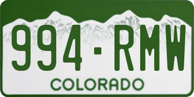 CO license plate 994RMW