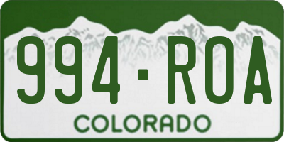 CO license plate 994ROA