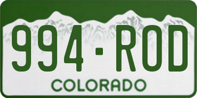 CO license plate 994ROD