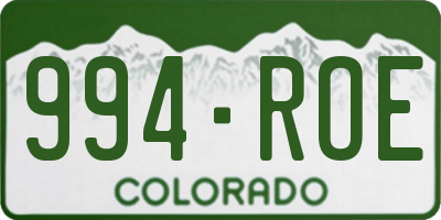 CO license plate 994ROE