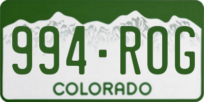 CO license plate 994ROG
