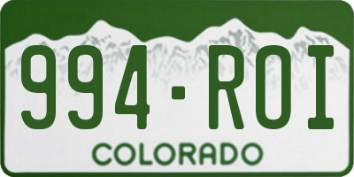 CO license plate 994ROI