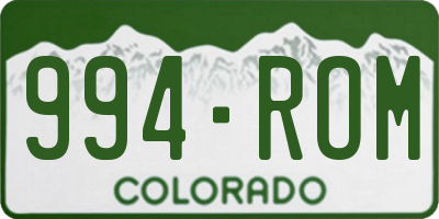 CO license plate 994ROM