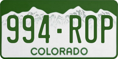 CO license plate 994ROP