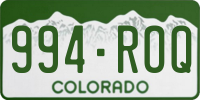 CO license plate 994ROQ
