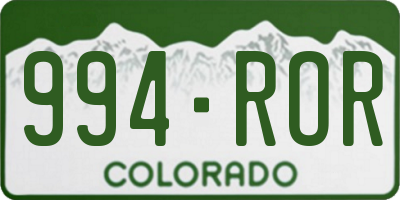 CO license plate 994ROR
