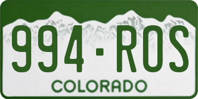 CO license plate 994ROS