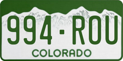 CO license plate 994ROU
