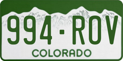 CO license plate 994ROV