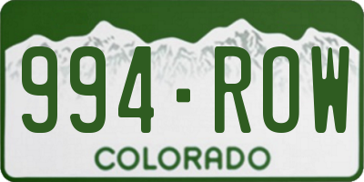 CO license plate 994ROW