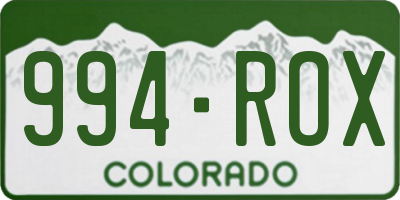 CO license plate 994ROX