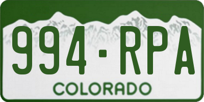 CO license plate 994RPA
