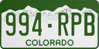 CO license plate 994RPB