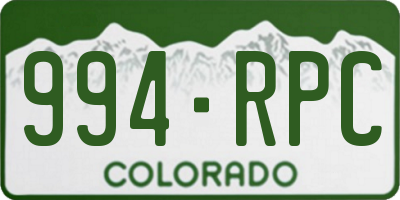 CO license plate 994RPC